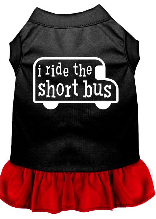 I ride the short bus Screen Print Dress Black with Red Med